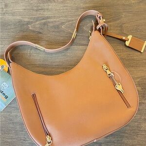 Elegant Tan Leather Concealed carry purse Shoulder Bag Bulldog brand